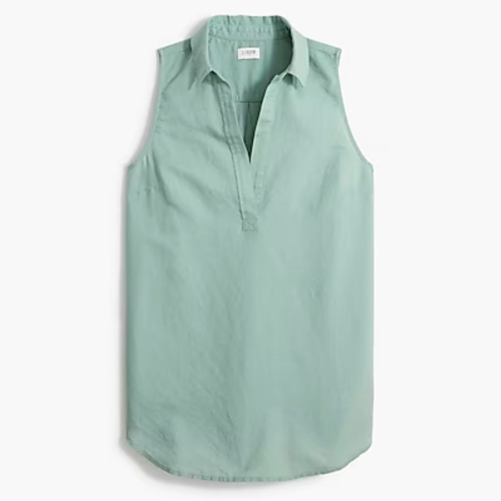 JCrew Sage Green Sleeveless Linen Top 2X